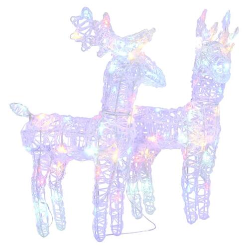 Julerensdyr 2 stk. 80 LED'er akryl flerfarvet lys