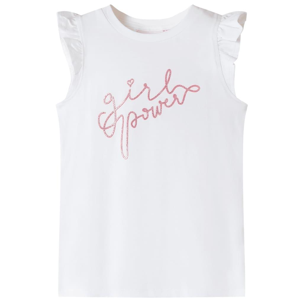 T-shirt til børn str. 116 med flæser ecrufarvet