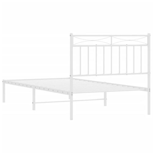 Sengeramme med sengegavl 100x190 cm metal hvid