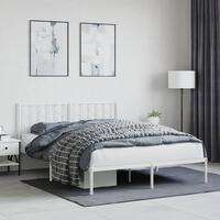 Sengeramme med sengegavl 150x200 cm metal hvid