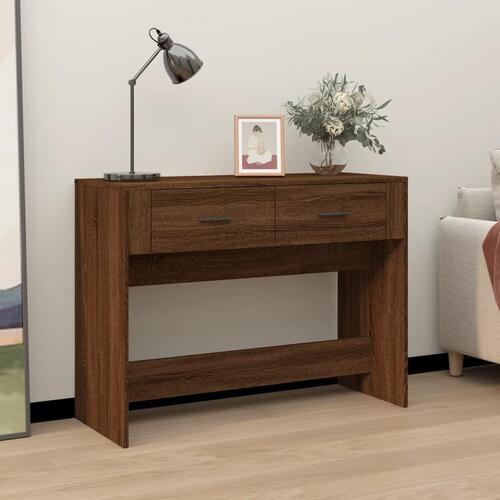 Konsolbord 100x39x75 cm konstrueret træ Brun egetræ