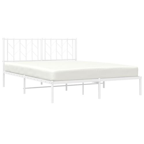 Sengeramme med sengegavl 150x200 cm metal hvid