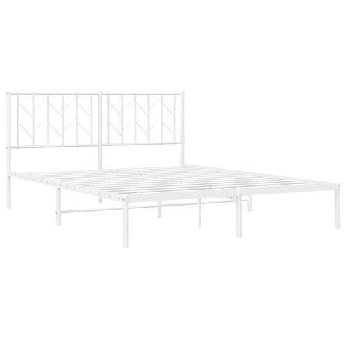 Sengeramme med sengegavl 150x200 cm metal hvid