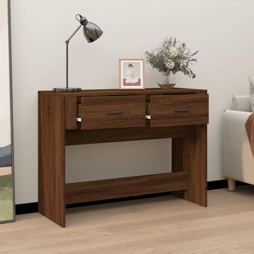 Konsolbord 100x39x75 cm konstrueret træ Brun egetræ