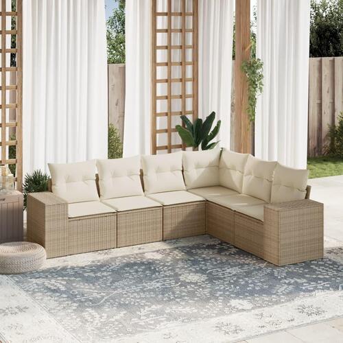 Sofasæt til haven 6 dele med hynder polyrattan beige