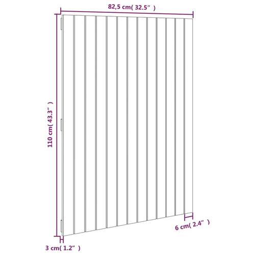 Sengegavl 82,5x3x110 cm massivt fyrretræ hvid