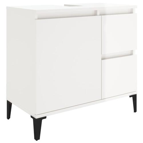 Badeværelsesskab 65x33x60 cm konstrueret træ hvid højglans