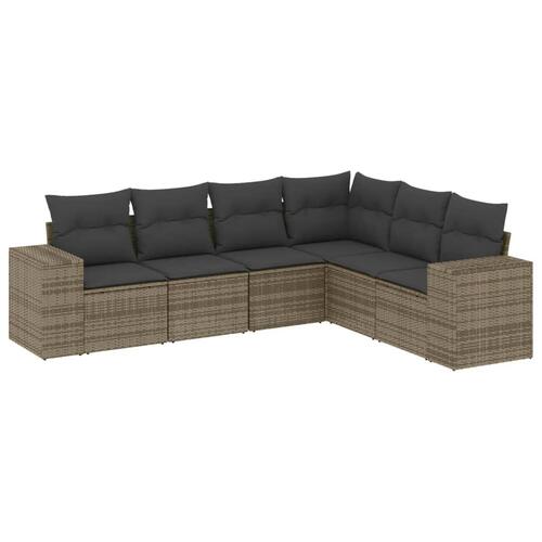 Sofasæt til haven 6 dele med hynder polyrattan grå