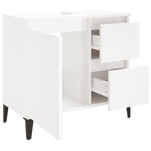Badeværelsesskab 65x33x60 cm konstrueret træ hvid højglans