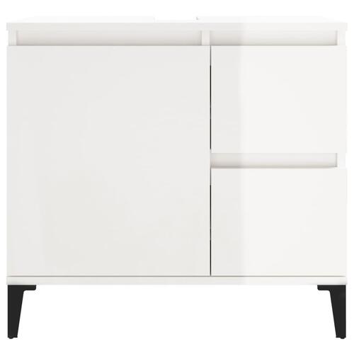 Badeværelsesskab 65x33x60 cm konstrueret træ hvid højglans