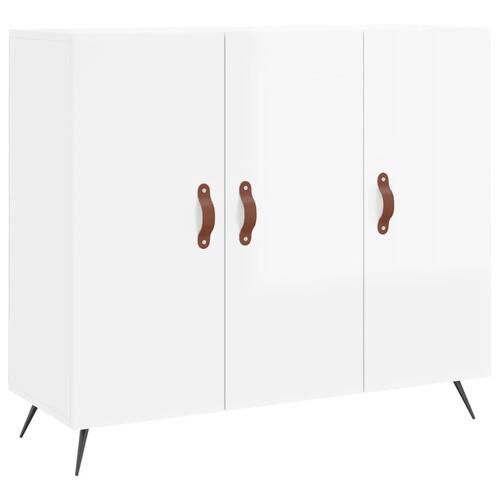 Skab 90x34x80 cm konstrueret træ hvid højglans