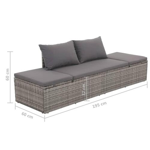 Solseng grå 195 x 60 cm polyrattan