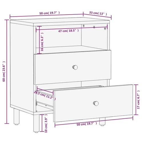 Sengebord 50x33x60 cm massivt mangotræ sort