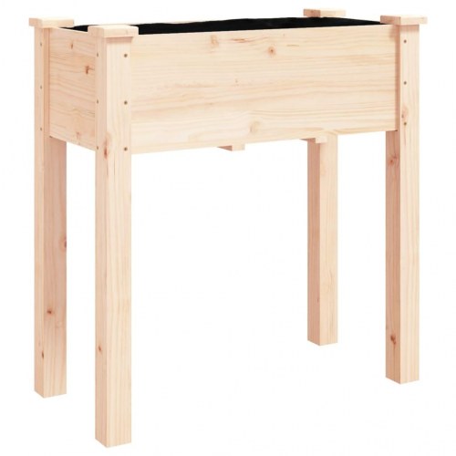 Plantekasse med foring og hjul 71×37×80 cm - massivt fyrretræ