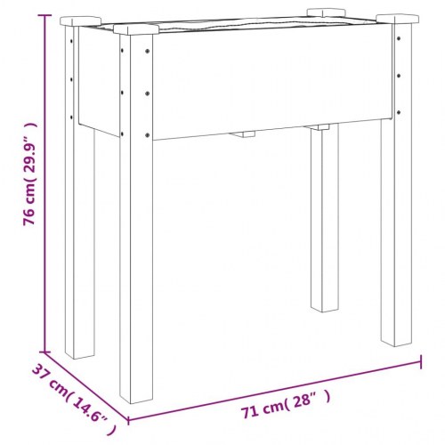 Plantekasse med foring og hjul 71×37×80 cm - massivt fyrretræ