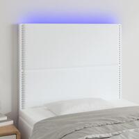 Sengegavl med LED-lys 80x5x118/128 cm kunstlæder hvid