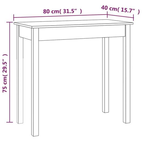 Konsolbord 80x40x75 cm massivt fyrretræ