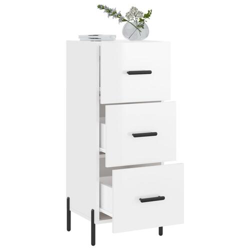 Skænk 34,5x34x90 cm konstrueret træ hvid højglans