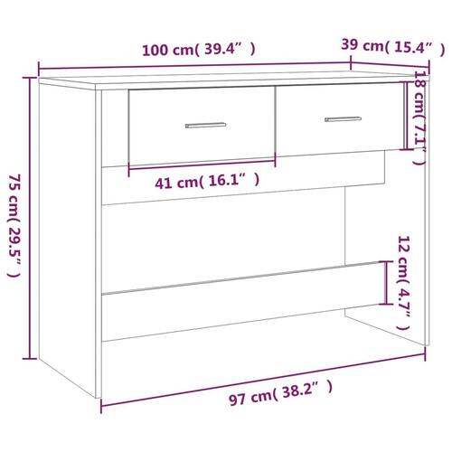 Konsolbord 100x39x75 cm konstrueret træ betongrå