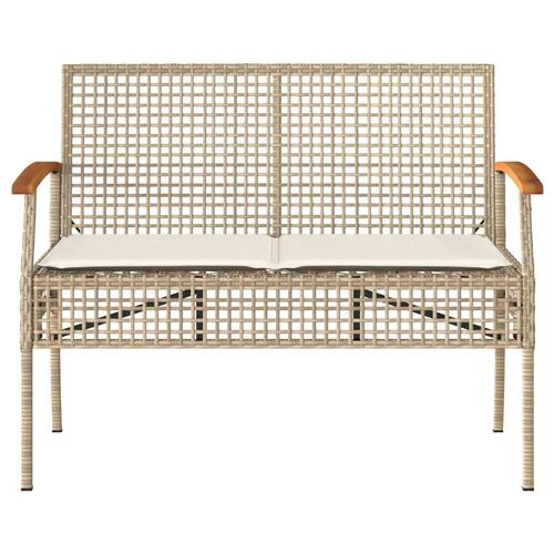 Loungesæt til haven 4 dele med hynder polyrattan beige