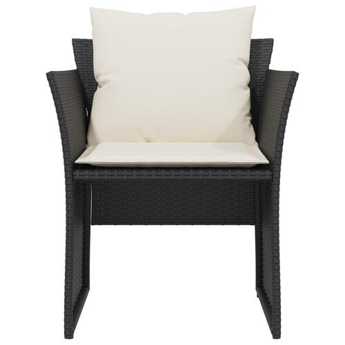 Havestol med fodskammel polyrattan sort