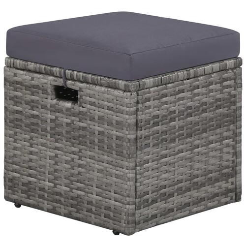 Haveloungesæt 4 dele med hynder polyrattan grå