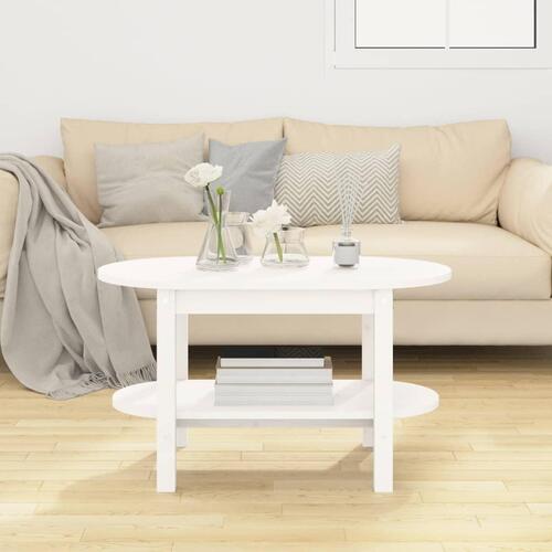 Sofabord 80x45x45 cm massivt fyrretræ hvid
