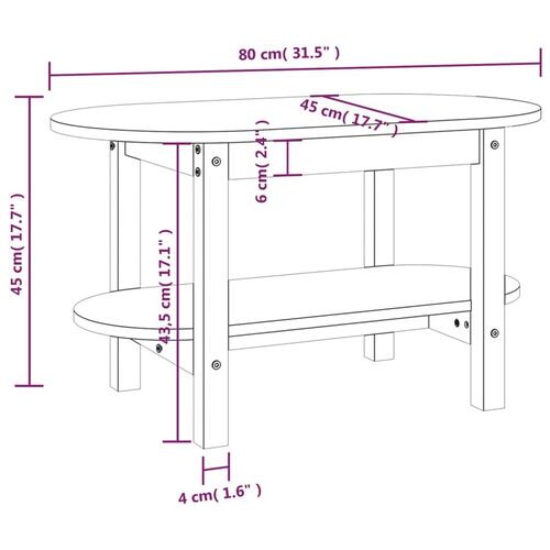 Sofabord 80x45x45 cm massivt fyrretræ hvid