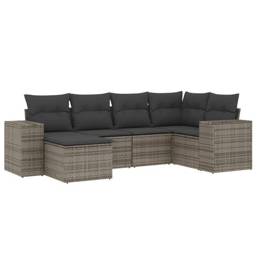 Sofasæt til haven 6 dele med hynder polyrattan grå
