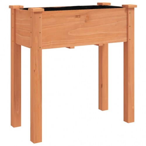 Plantekasse med hjul og foring 71×37×80 cm - massivt fyrretræ, brun