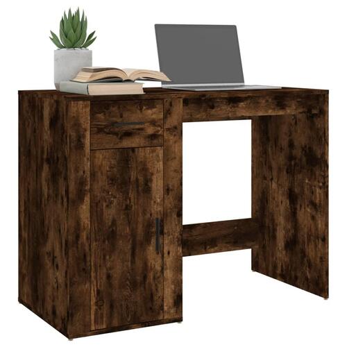Skrivebord 100x49x75 cm konstrueret træ røget egetræsfarve