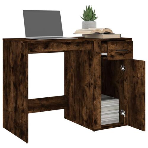 Skrivebord 100x49x75 cm konstrueret træ røget egetræsfarve