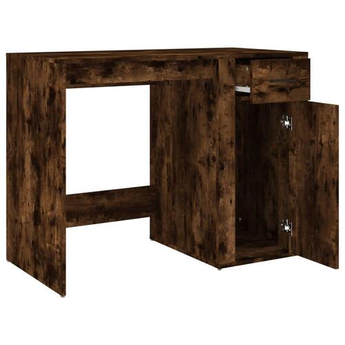 Skrivebord 100x49x75 cm konstrueret træ røget egetræsfarve