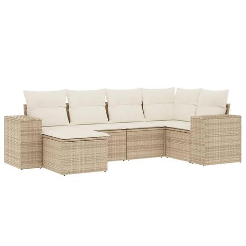 Sofasæt til haven 6 dele med hynder polyrattan beige