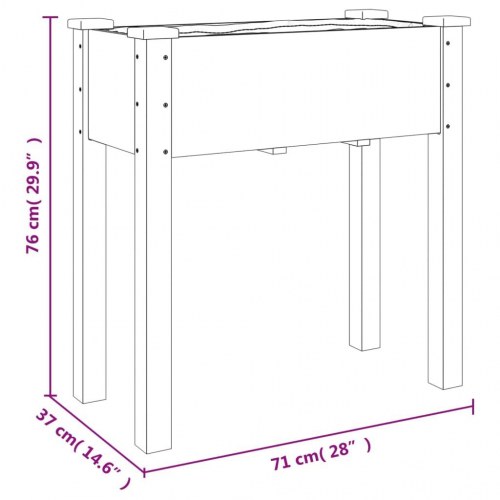 Plantekasse med hjul og foring 71×37×80 cm - massivt fyrretræ, brun