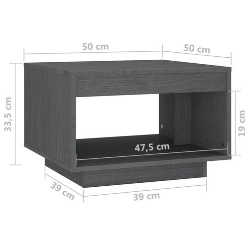 Sofabord 50x50x33,5 cm massivt fyrretræ grå