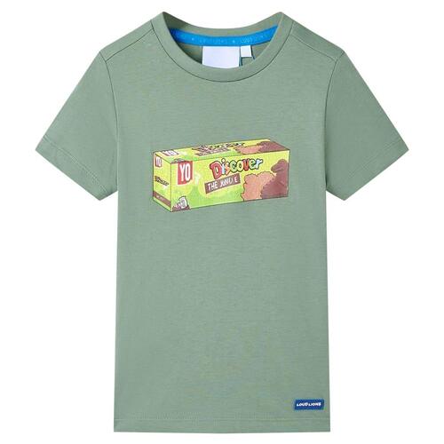 Kortærmet T-shirt til børn str. 140 kakifarvet