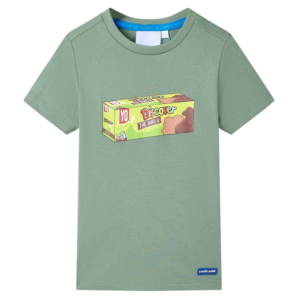 Kortærmet T-shirt til børn str. 140 kakifarvet