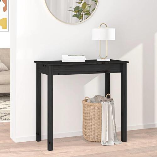 Konsolbord 80x40x75 cm massivt fyrretræ sort