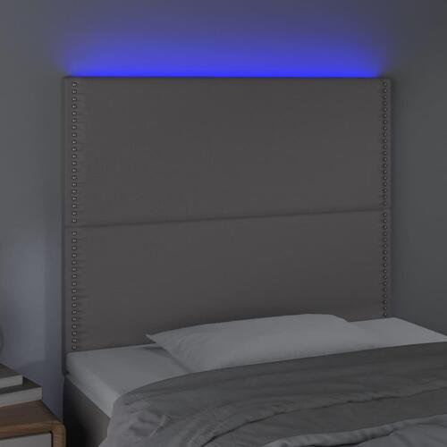 Sengegavl med LED-lys 80x5x118/128 cm kunstlæder grå