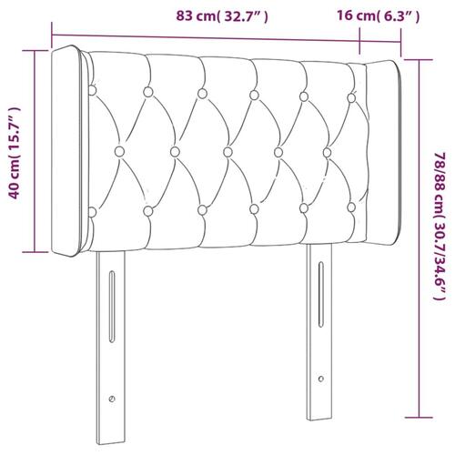 Sengegavl med kanter 83x16x78/128 cm stof sort