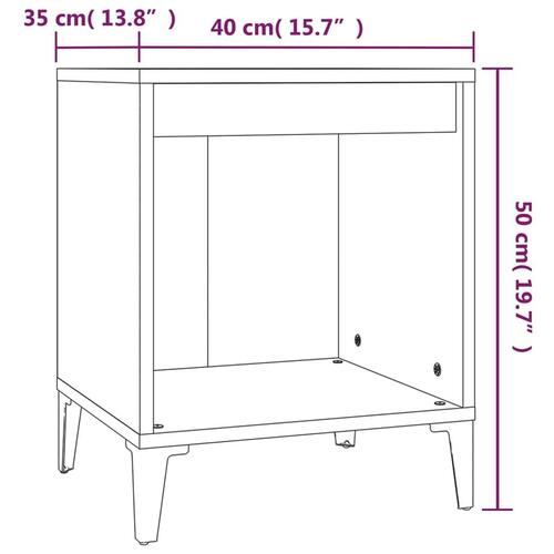 Sengebord 40x35x50 cm 2 stk. betongrå