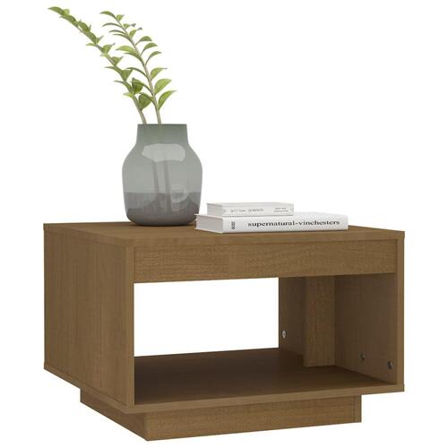 Sofabord 50x50x33,5 cm massivt fyrretræ gyldenbrun