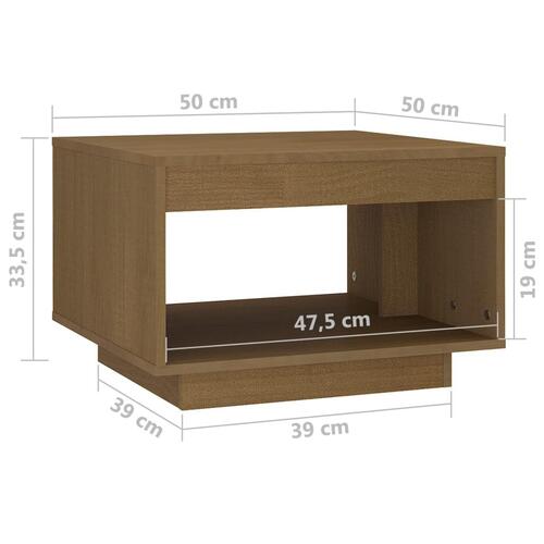 Sofabord 50x50x33,5 cm massivt fyrretræ gyldenbrun