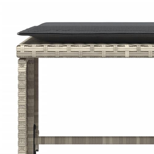 Havestol med fodskammel polyrattan grå