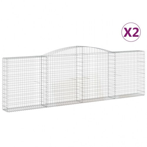 Buede gabionkurve - 2 stk. 400×30×120/140 cm i galvaniseret jern