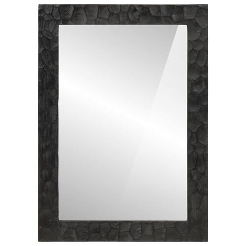 Badeværelsesspejl 50x70x2,5 cm massivt mangotræ og glas sort
