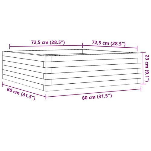 Plantekasse 80x80x23 cm imprægneret fyrretræ