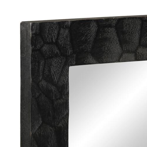 Badeværelsesspejl 50x70x2,5 cm massivt mangotræ og glas sort