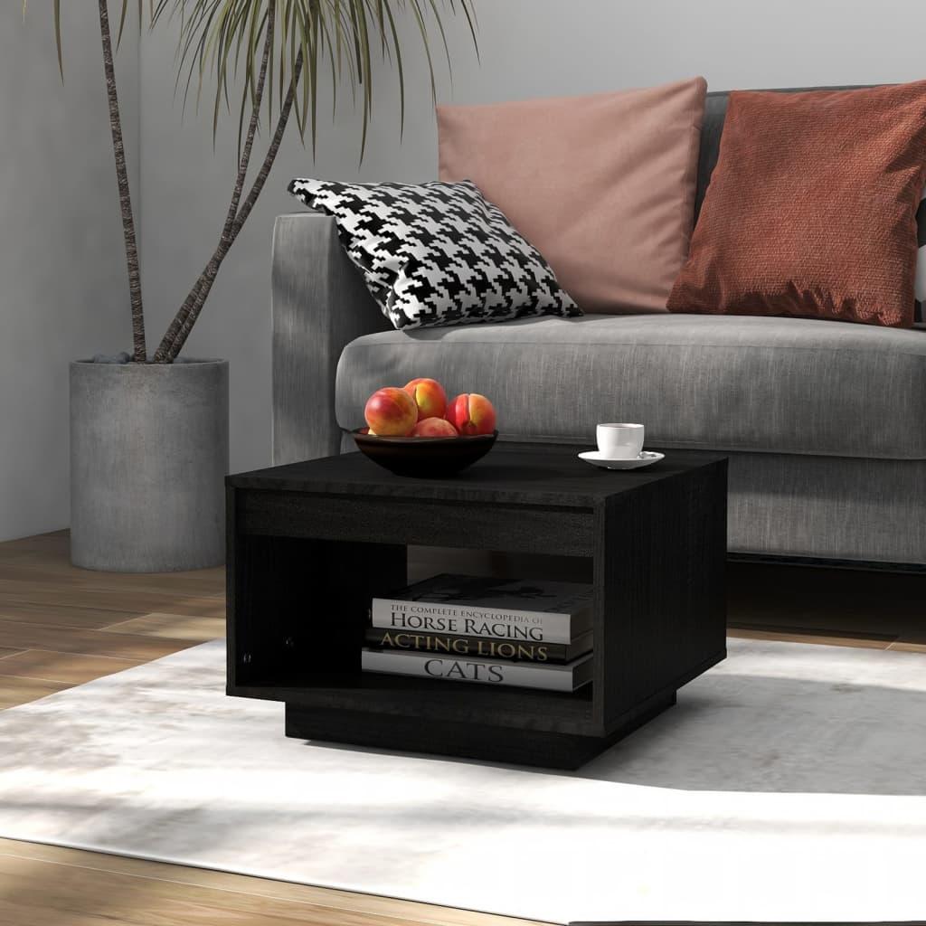 Sofabord 50x50x33,5 cm massivt fyrretræ sort